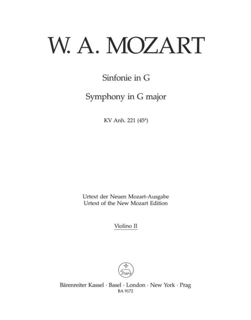 Symphony in G major - Alte Lambacher (K.Anh.221 K.45a)